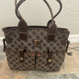 Dooney & Bourke Brown and Tan Monogram Tote